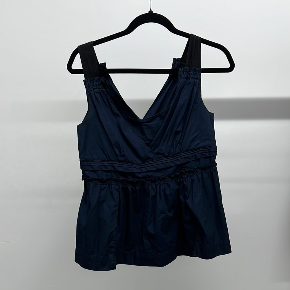 Miu Miu Navy Ruffle Blouse